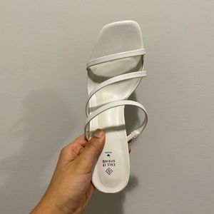 White Open Toe Strappy Heels W/ Box